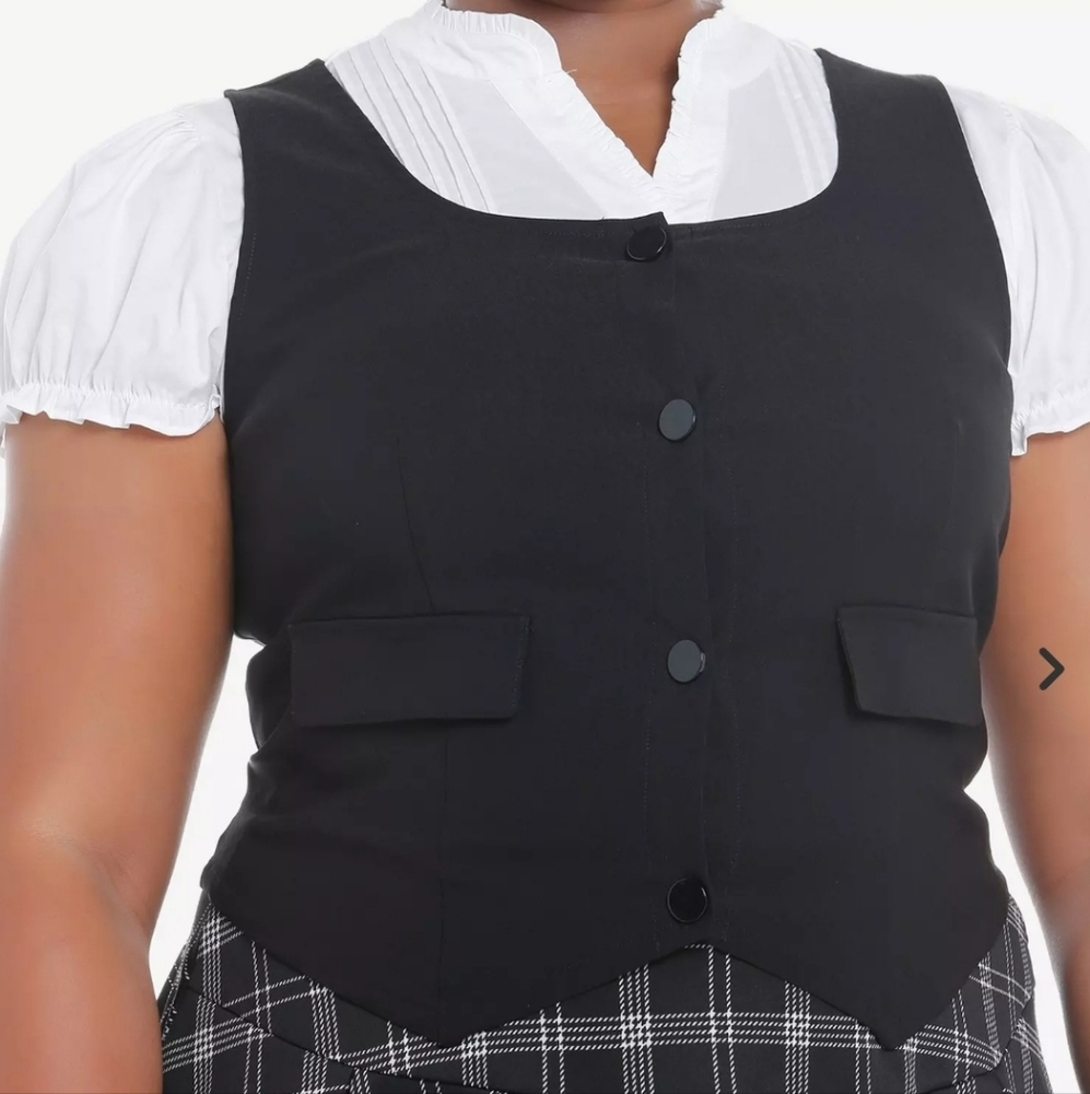 Thorn & Fable Woven Button-Up Vest Girls Twofer Top